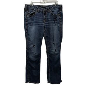 SILVER JEANS Frances Distressed Boot Cut Jeans 18